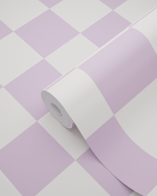 ESTAhome behang geblokt motief lila paars en wit - 53 cm x 10.05 m - 139997 - vtwonen shop