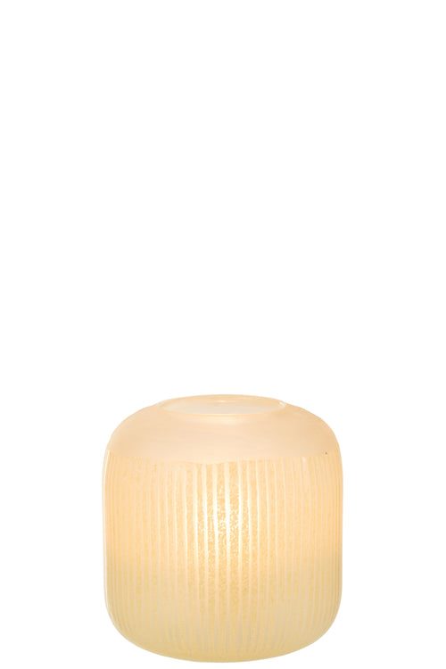 J-Line vaas Strepen - glas - lichtgeel - small - Ø 17 cm - vtwonen shop