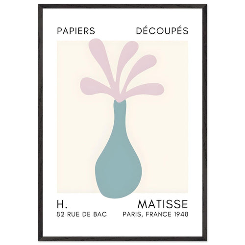 Artfulprints Poster met Lijst Matisse - Ocean flower grey   - 70x100 cm - Grijs