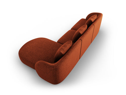 Cosmopolitan Design rechter hoekbank Tulum 4-zits, chenille, terracotta - 156x255x70cm