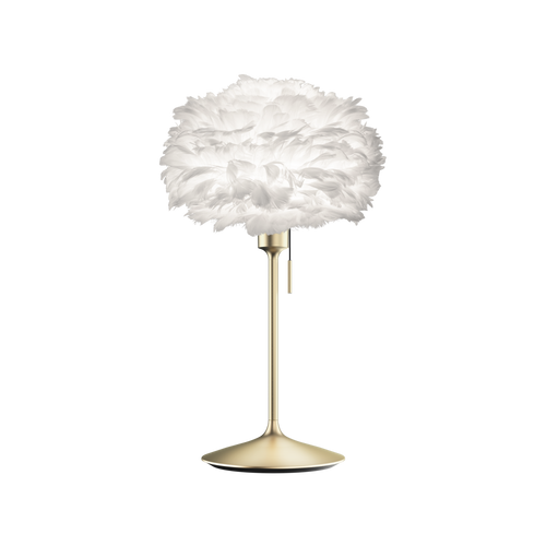 Umage Sante tafellamp brushed brass met usb en Eos mini white lampenkap