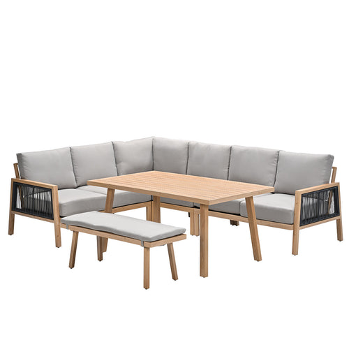 Garden Impressions lounge dining set San Capri teak look - aluminium - 6-delig