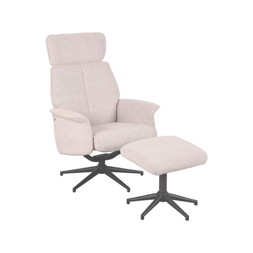 LABEL51 Fauteuil Verdal - Naturel Bouclé - Incl. Hocker - Draaibaar - vtwonen shop