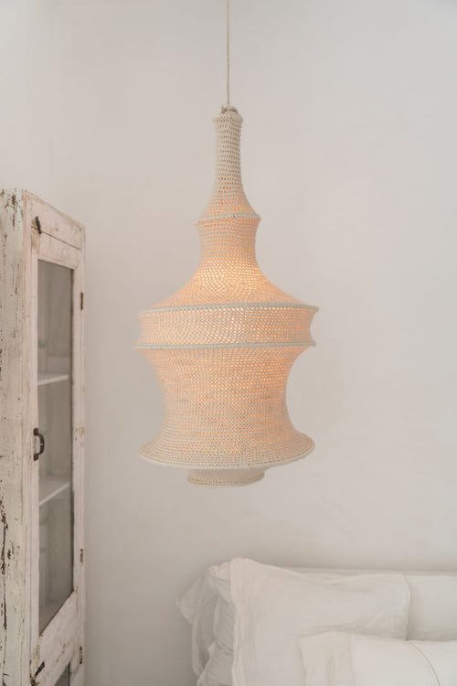 NOA MAY Hanglamp Ubud - beige - katoen - Ø 40 x h 80 cm