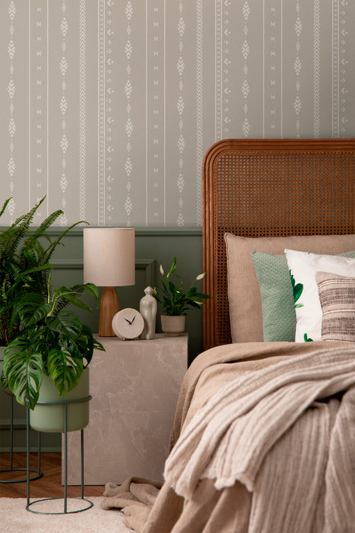 Sanders & Sanders behang etnisch motief donker beige en wit - 53 cm x 10 m - 640522