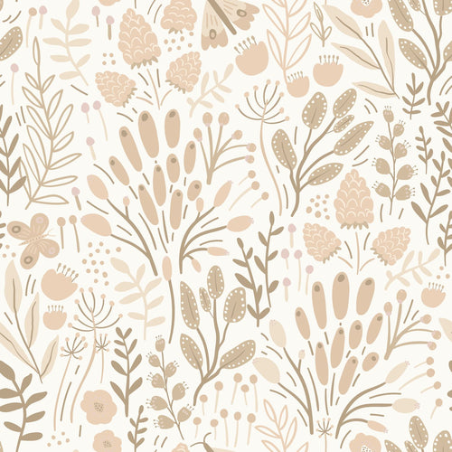 ESTAhome behang bladeren en bloemen wit en beige - 50 x 900 cm - 131389 - vtwonen shop