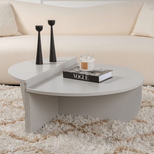 Calicosy - ORION Set van 2 salontafels - Licht hout - 90x90x35 cm