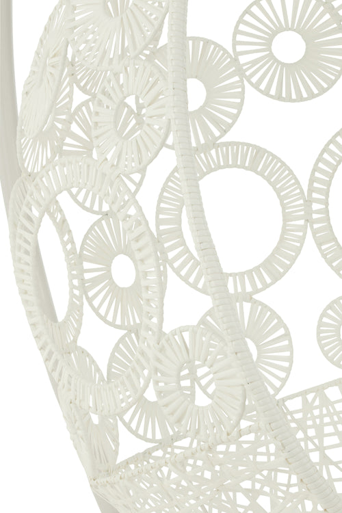 J-Line hangstoel + kussens Bula - metaal/riet - wit