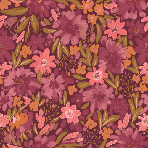 ESTAhome behang bloemen paars, groen en roze - 50 x 900 cm - 132199
