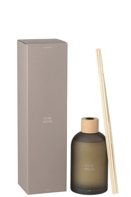 J-Line geurstokjes Accords Essentiels - Cuir Désir - bruin - 550 ml
