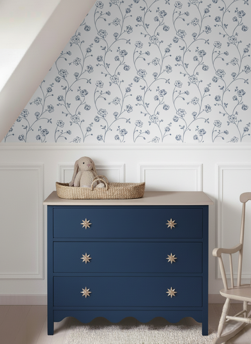 ESTAhome behang toile de jouy rozen wit en blauw - 53 cm x 10.05 m - 139300