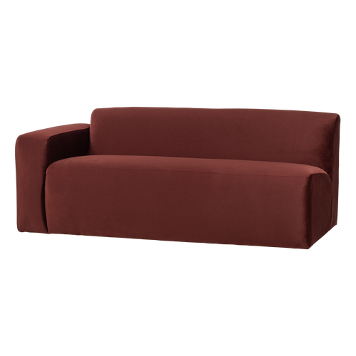 WOOOD 2-zits bank arm links Mojo Base - Velvet - Kast.bruin - 74x185x97