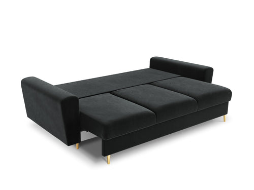Cosmopolitan Design Slaapbank met opbergdoos Kyoto 3-zits, flueel, donkergrijs - 100x235x88cm