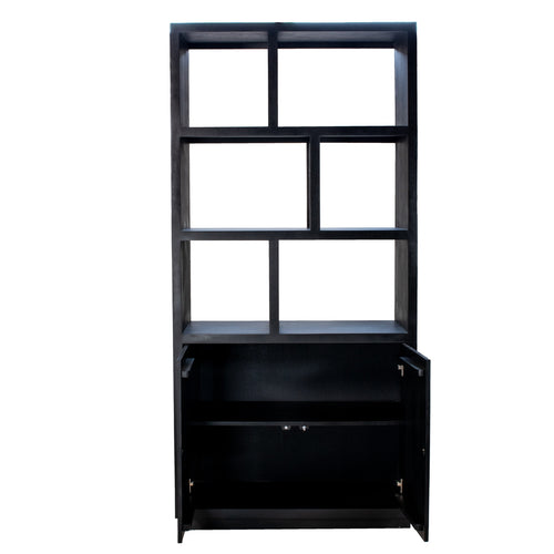 Giga Meubel Vakkenkast Luxurious - Zwart Mangohout - 100x45x210cm