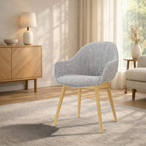 Nolon Nio-Mae eetkamerstoel grijs blend - houten onderstel
