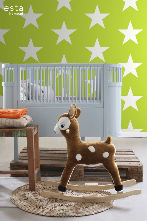 ESTAhome behang sterren limegroen - 53 cm x 10.05 m - 138708