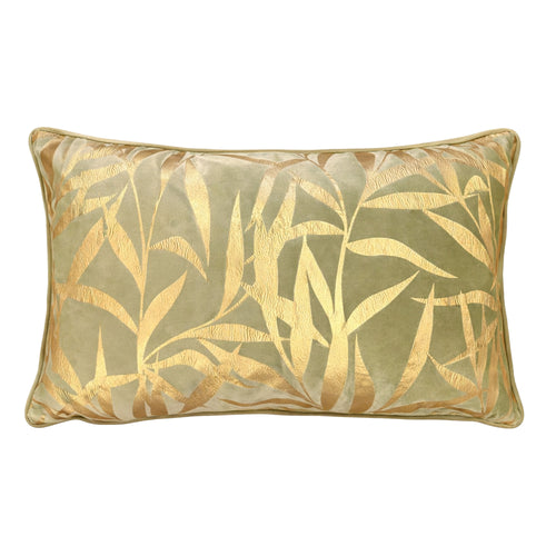 KATJA - sierkussen 30x50 cm - bladmotief - Sponge - groen