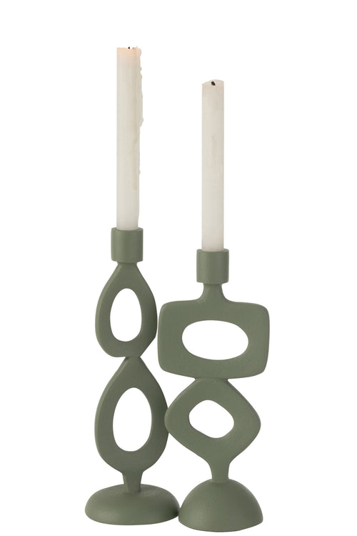 J-Line kaarshouder Ringen - aluminium - groen - 2 stuks