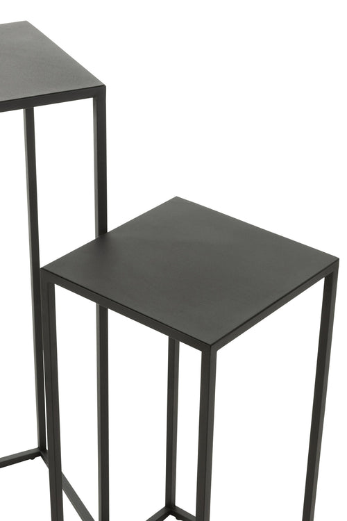 J-Line bijzettafel Vierkant - metaal - zwart - 2 stuks