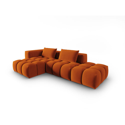 Cosmopolitan Design - Modulaire hoekbank links Verona 4-zits, flueel terracotta - 145x265x70cm