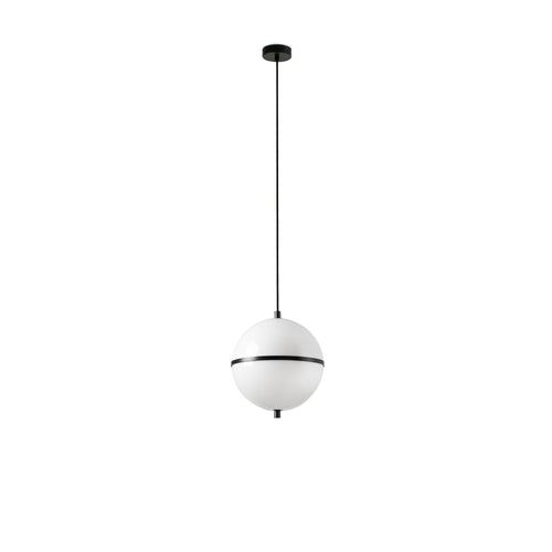 Faro Dome Dome hanglamp van 23 cm met bolvormige kap, satijnzwart, glanzend wit, E27 fitting.