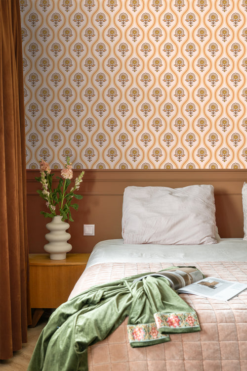 ESTAhome behang vintage bloemen oranje en beige - 50 x 900 cm - 131737