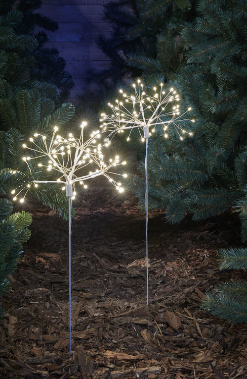 Luca Lighting Paardenbloem Tuinsteker met Warm Witte LED Lampjes - H50 cm - Zilver - vtwonen shop