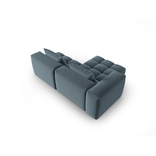 Cosmopolitan Design - Modulaire hoekbank links Verona 3-zits, flueel pastelblauw - 145x205x70cm