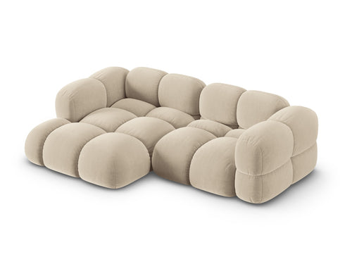 Cosmopolitan Design linker hoekbank Loretto 3-zits, flueel lichtbeige - 147x250x68cm
