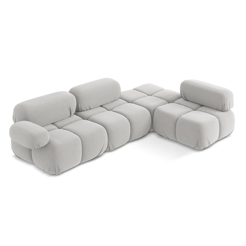 LaMiaSofa hoekbank rechts Sanremo - velours - zilver - 285x190x70