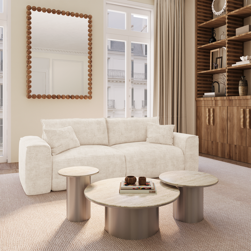 Premium Interiors - Snel uitklapbare slaapbank COMO - corduroy crème 236cm