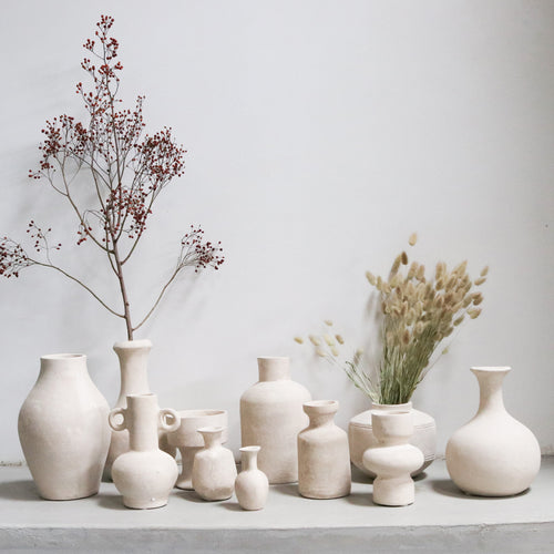 Raw materials vaas Chalk Chotan - créme - 15x15x17 cm - Set/2 - vtwonen shop