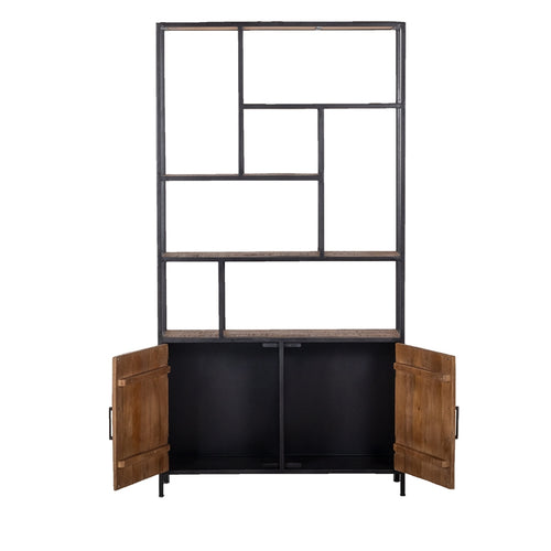 Giga Meubel Wandkast Ruben - Bruin Mangohout - 110x36x210cm - vtwonen shop