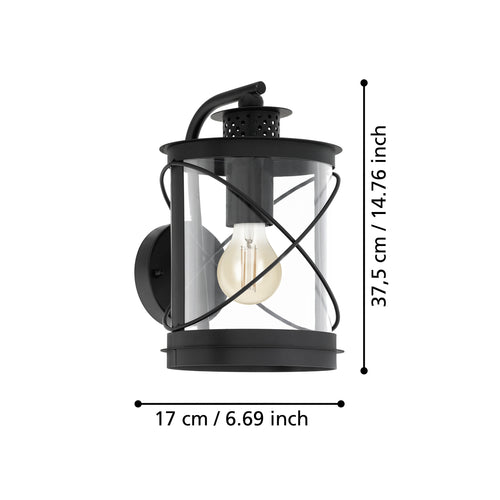 EGLO wandlamp buiten Hilburn - e27 - 28 cm - zwart