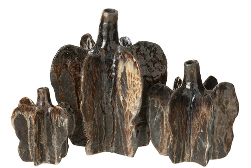 J-Line vaas Naga - keramiek - bruin/zwart - large - Ø 22.5 cm