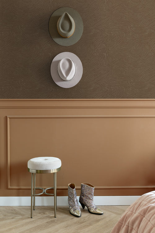 ESTAhome behang 3d golvende lijnen bruin - 50 x 900 cm - 131366 - vtwonen shop