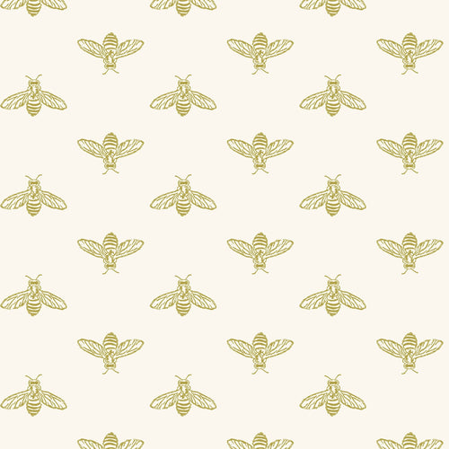 Joules Vliesbehang - Block Print Bee Antique - Goud - 10mx52cm