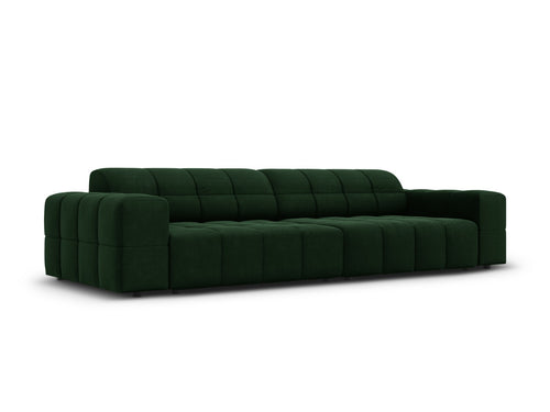 Cosmopolitan Design Bank Chicago 4-zits, flueel flessengroen - 102x252x78cm
