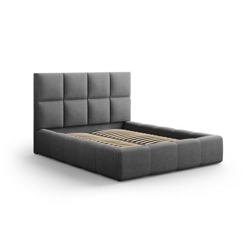 Cosmopolitan Design - Opbergbed met hoofdeinde Livigno 200x180cm structurele stof donkergrijs - 230x205x125cm