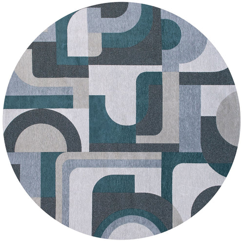 Module vloerkleed 9208 Morris Green - Blauw - 240 x 240 cm