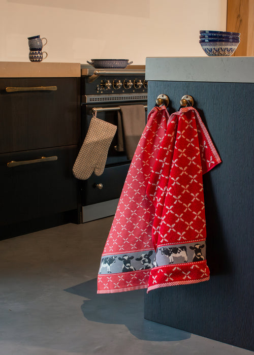 Luxe Keukendoek en Theedoek Koe Rood - Bunzlau Castle - 100% biologisch GOTS katoen