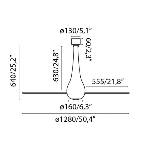 Faro ETERFAN LED matzwarte, transparante plafondventilator met DC-motor, 3000K