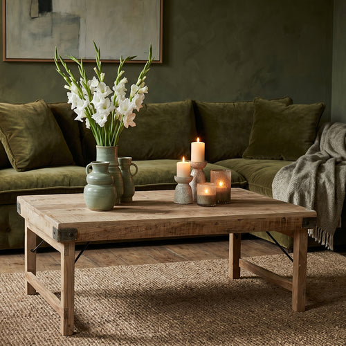 Raw Materials salontafel Limewash - inklapbaar - FSC gerecycled hout - 120x75x45 cm