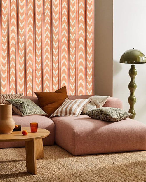 Catchii Behang Edgy Ikat perzik roze - vtwonen shop