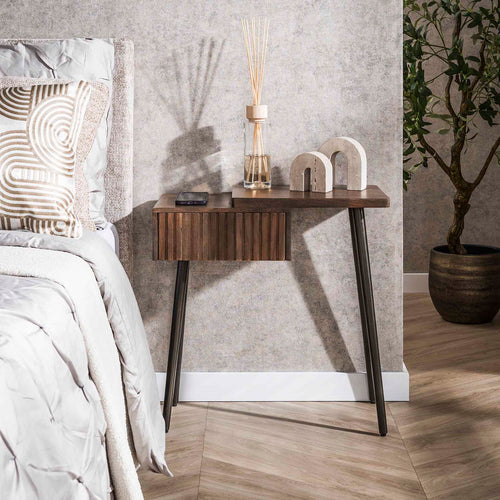 Giga Meubel Nachtkastje Carve Rechts - Bruin Acaciahout - 60x30x60cm