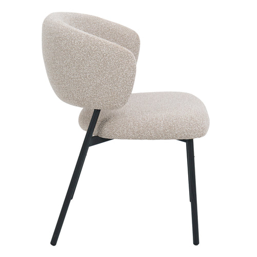 Giga Meubel Eetkamerstoel Feya Beige/Zwart - Stof - Japandi - Set van 2