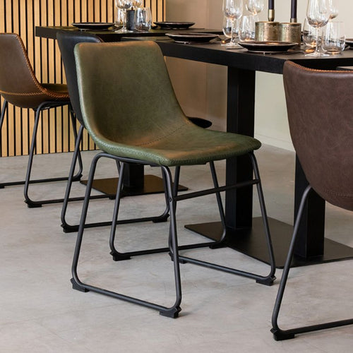 LABEL51 Eetkamerstoel Risto - Donkergroen PU-Leer - Set van 2 - vtwonen shop