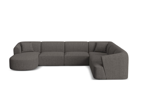 Cosmopolitan Design Modulaire panoramische hoekbank rechts Campi 7-zits, structurele stof grijs - 255x330x70cm