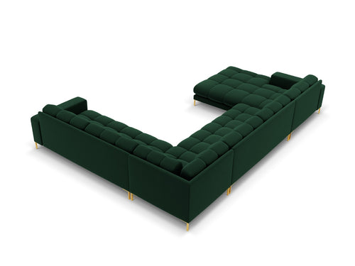 Cosmopolitan Design Panoramische hoekbank rechts Bali 7-zits, flueel, flessengroen - 256x327x75cm