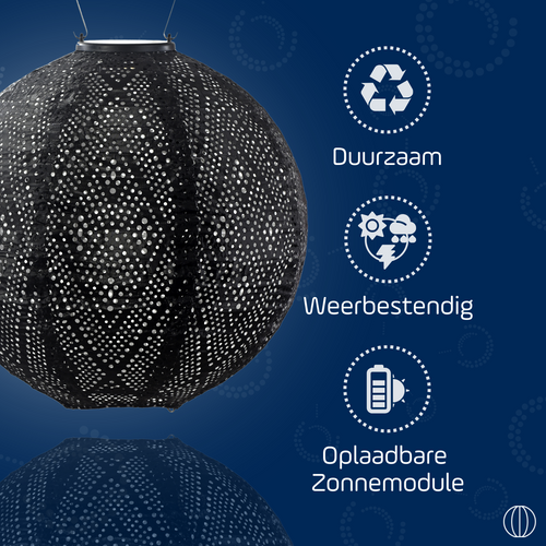 Lumiz solar lampion - ikat rond - 30 cm - zwart - vtwonen shop
